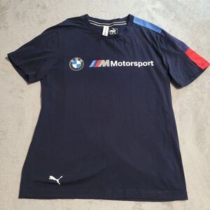 Puma BMW M Motorsport Shirt Mens Medium Blue Graphic Racing Short Sleeve